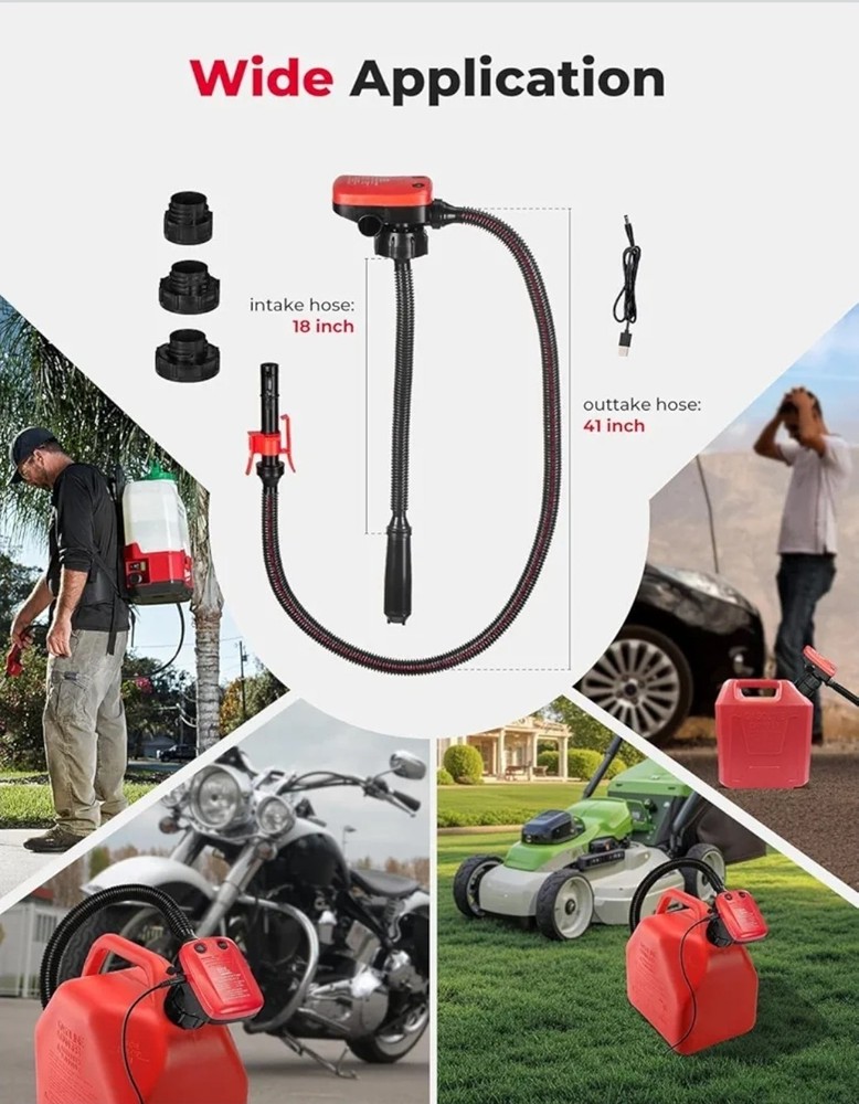 Rechargeable Automatic Fuel Transfer Pump, 3.2 GPM Flow, Auto-Stop Sensor