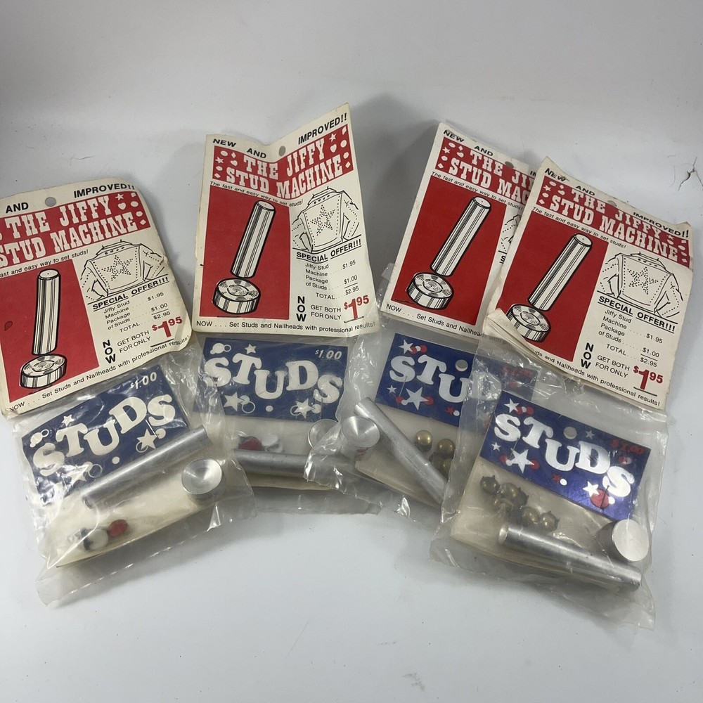 4 Packages of THE JIFFY STUD Machine and Studs