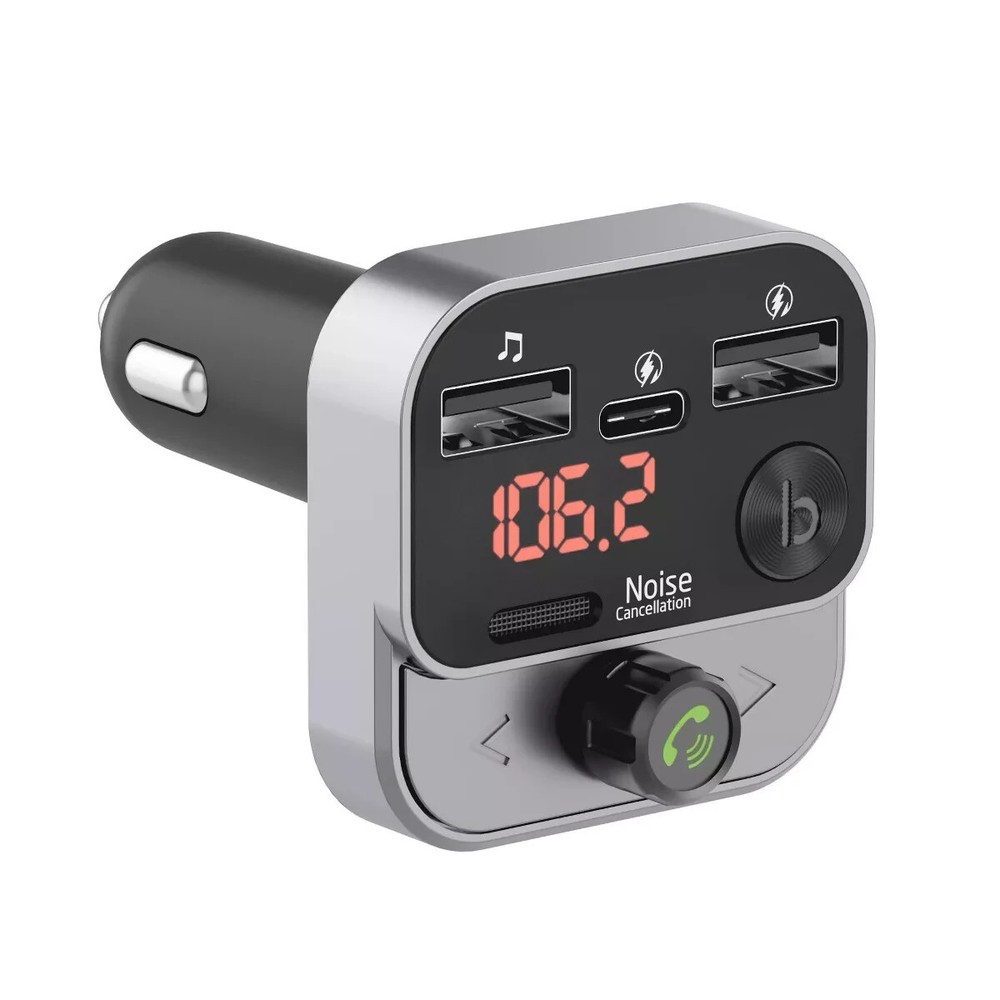 Just Wireless Hands Free Bluetooth FM Transmitter w/ USB-C & USB-A Charging Port