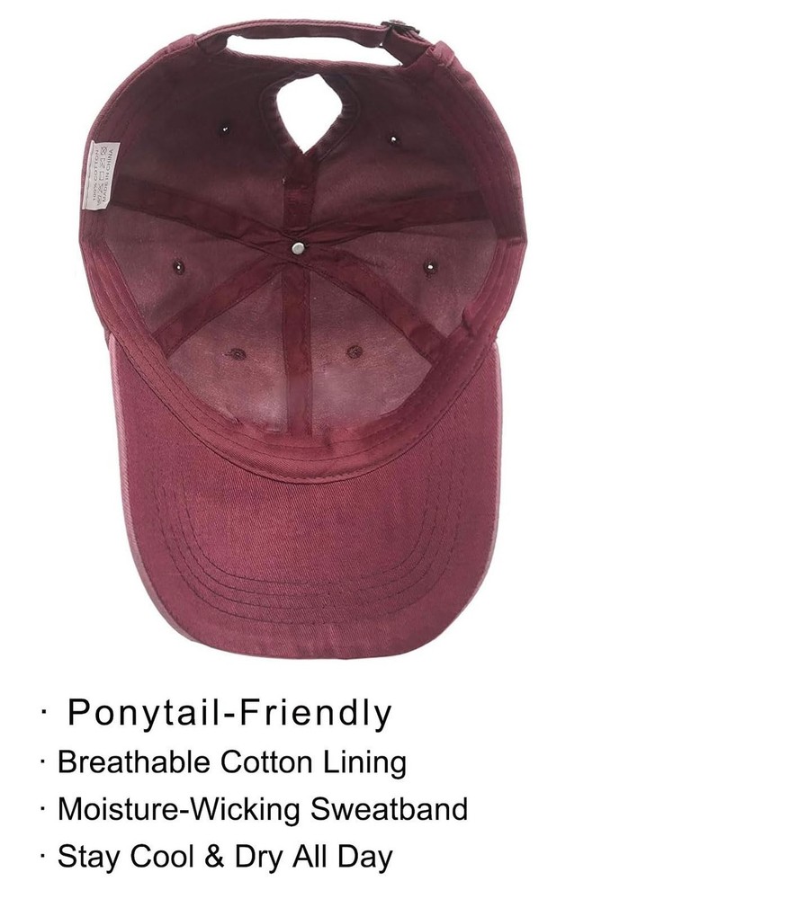 Boy Mama Ponytail Hat, Adjustable Washed Distressed Twill Plain Baseball Cap ...