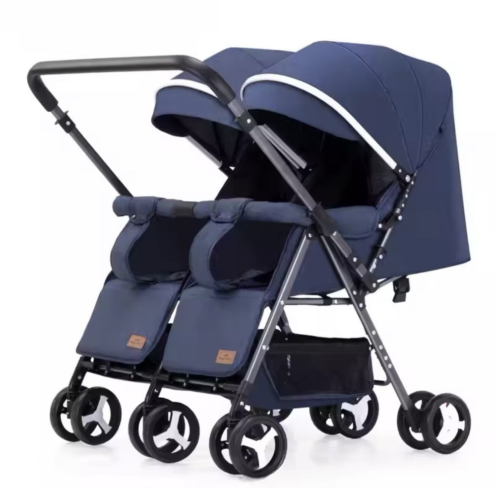 Double Stroller Sit & Lying Side By Side Lightweight Foldable Twin Umbrella Strl