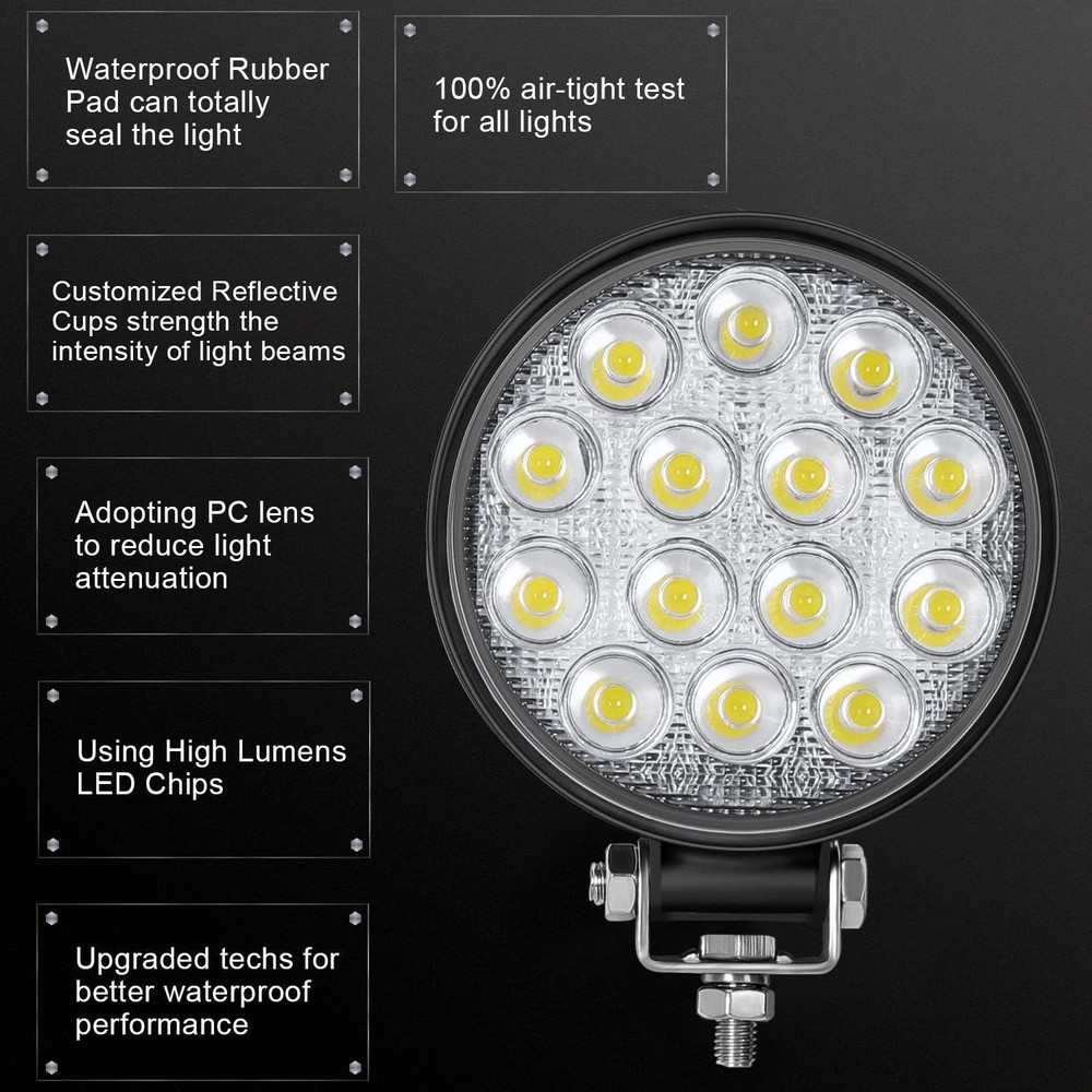 Fit for LED Forklift Front Light 12V Loader Headlight Excavator 4'' Work Light