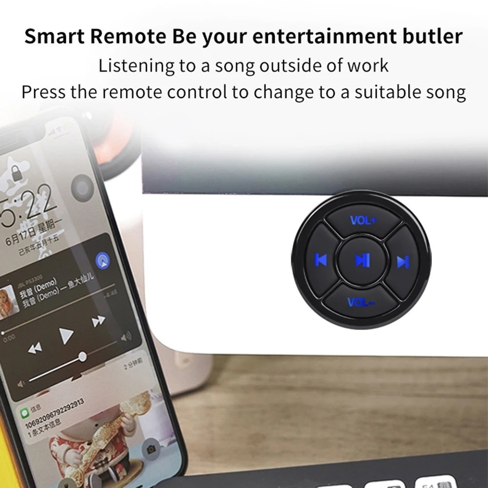 Wireless Bluetooth 5.0 Remote Controller Media Button Car Motorcycle Bike