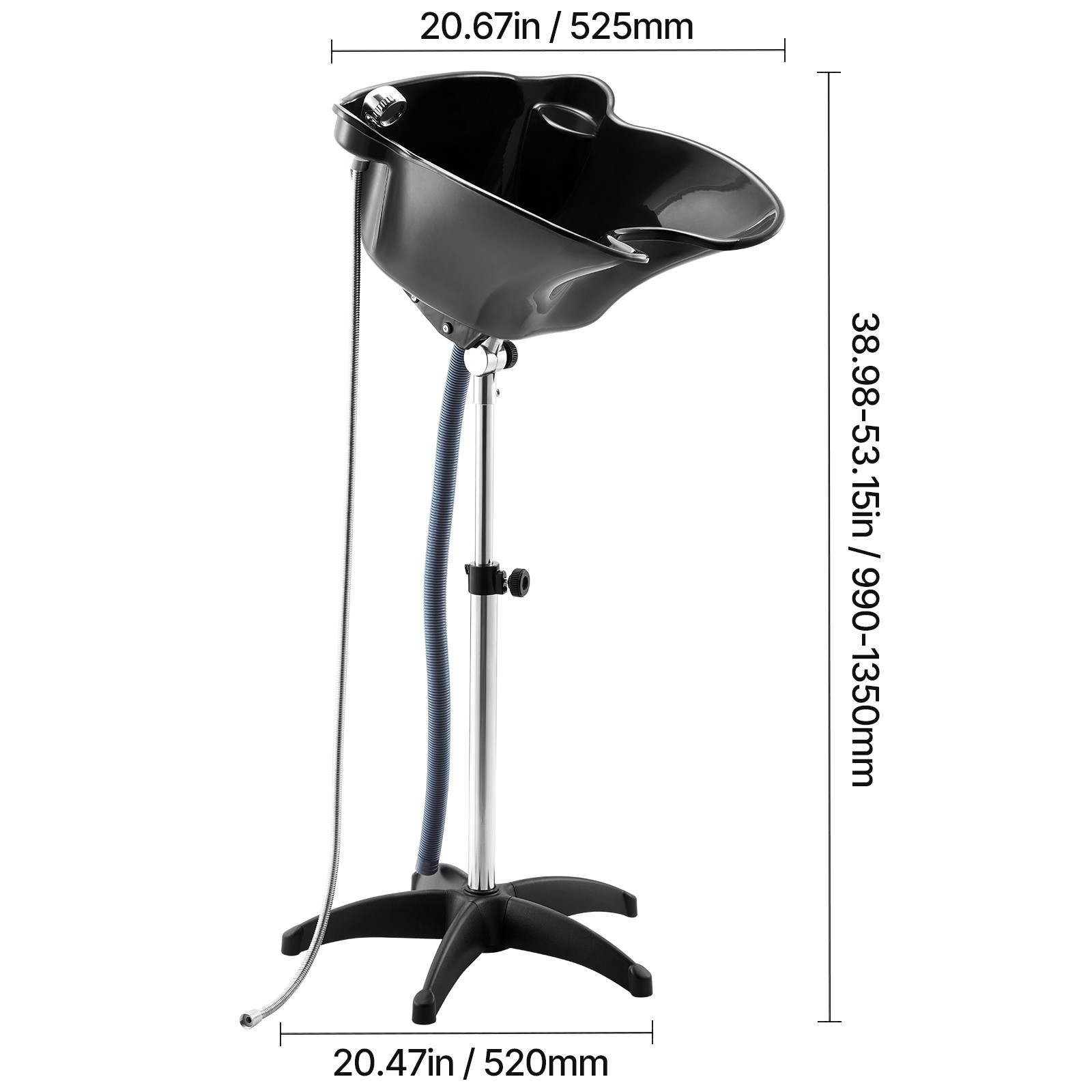 Uimoso Portable Hair Washing Basin with Drain Hose, Adjustable Height and Angle