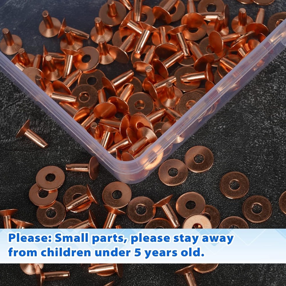 154Pcs Copper Rivets Leather 12 Smooth Leather Rivets without Pattern Pure New