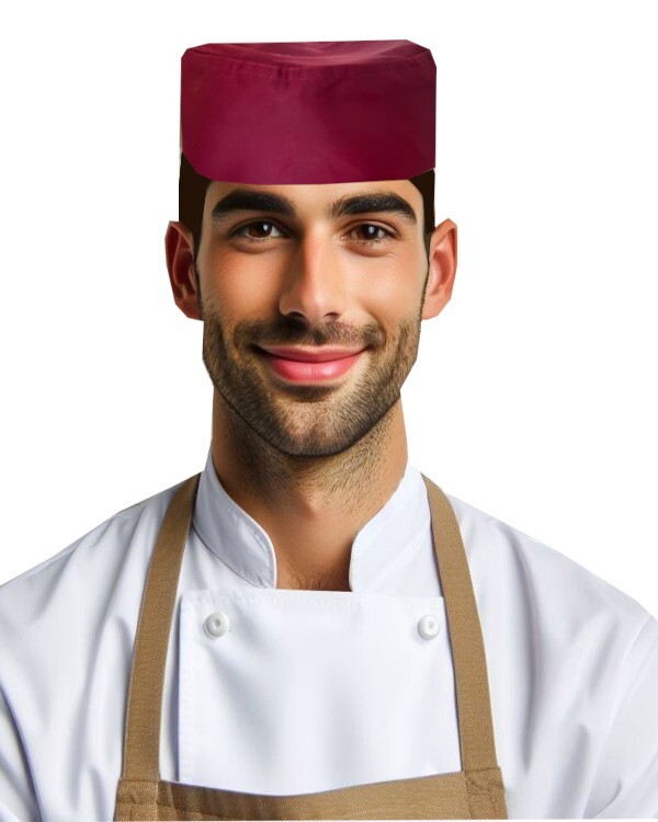 Unisex Adjustable Chef Beanie Unisex Kitchen Chef Skull Cap Chef Hat Burgundy