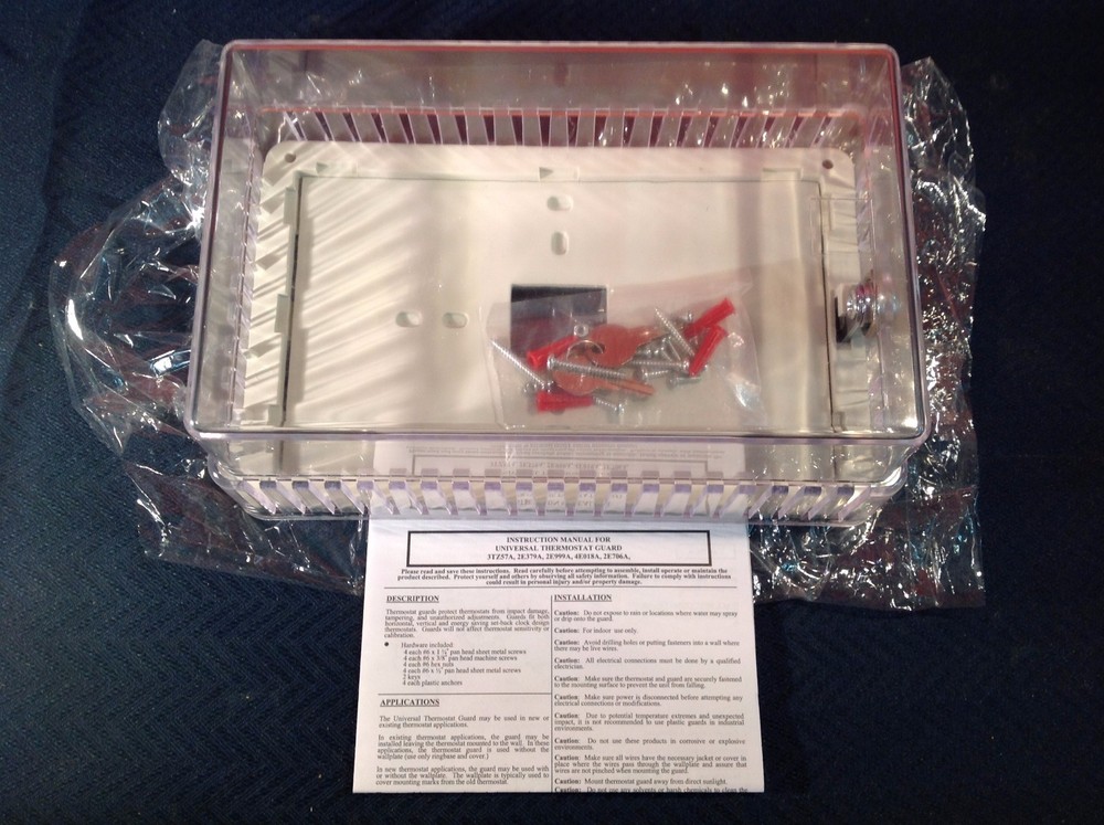 GRAINGER Clear Plastic Universal Thermostat Guard with Keys