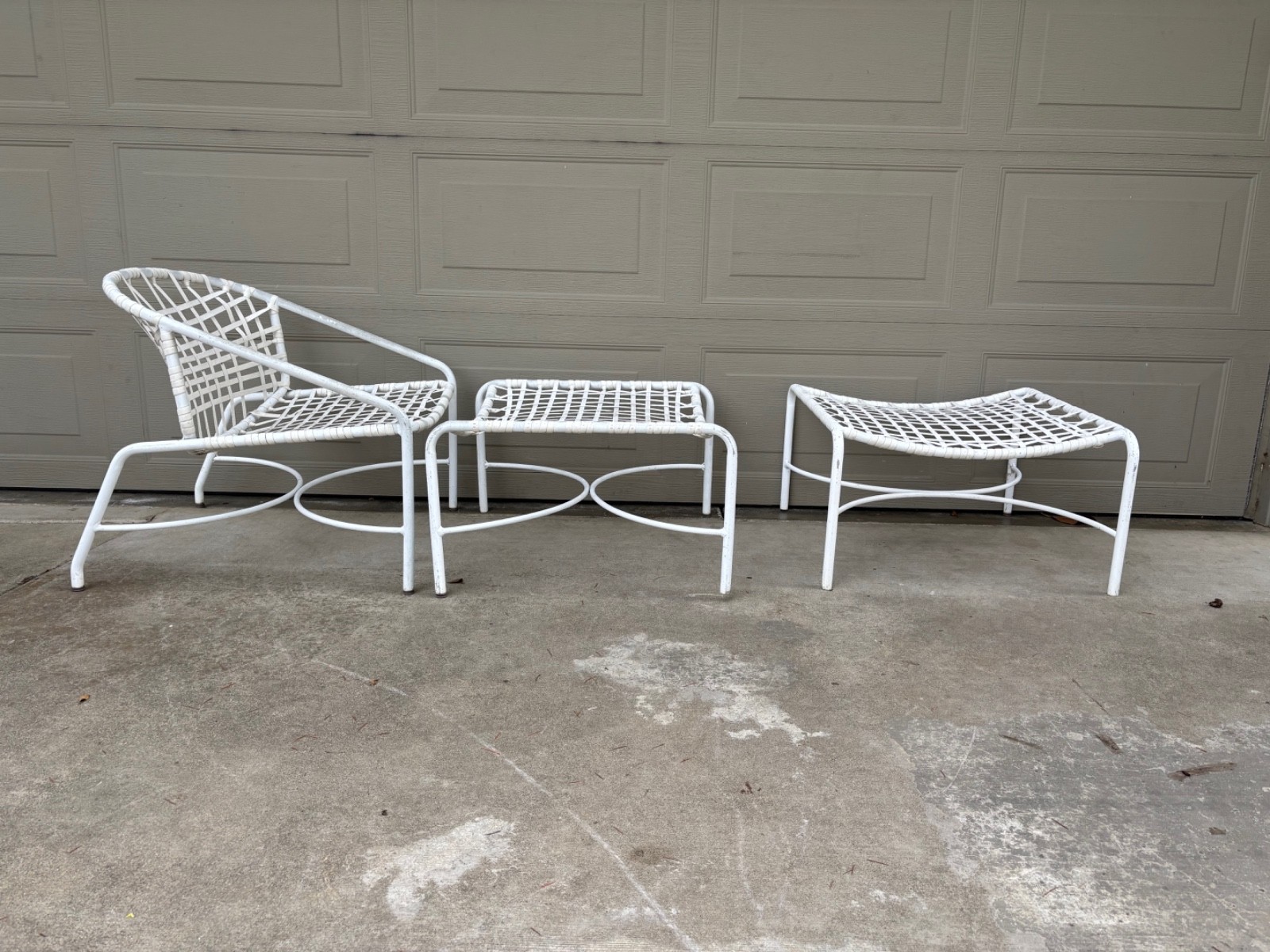 Pair Tadao Inouye Brown Jordan Kantan ottomans and lounge chair vintage MCM