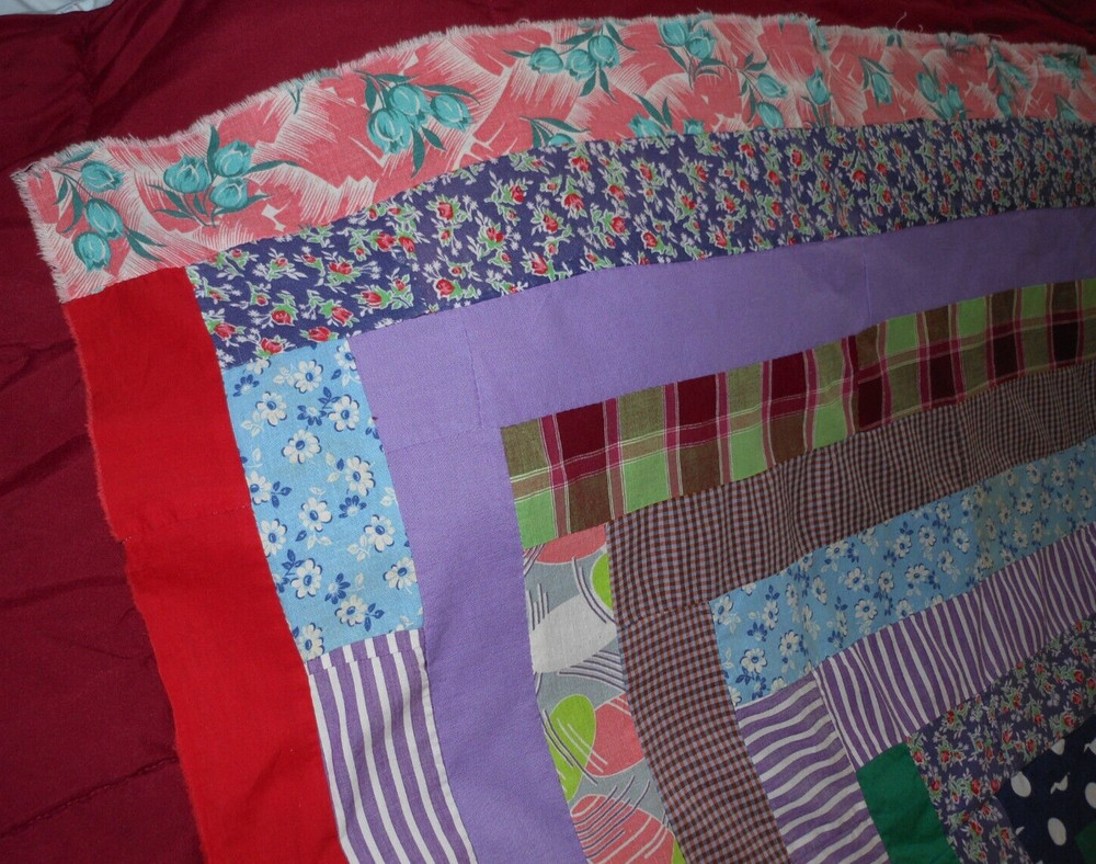 HANDMADE Assorted Patterns Shirt/Dress Scrap PATCHWORK QUILT TOP ONLY 74" x 66"