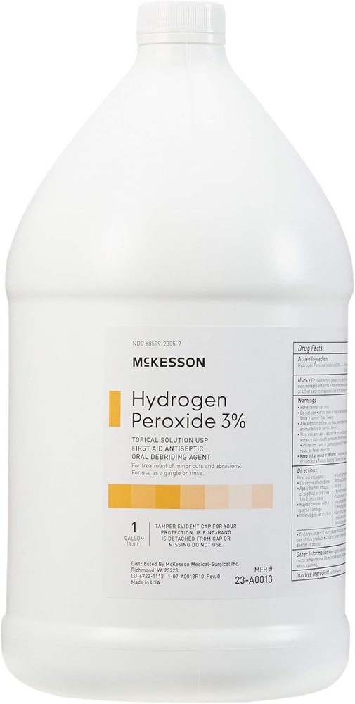 McKesson Hydrogen Peroxide 3%, 1 Gallon [Pack of 1] Topical Solution USP, First