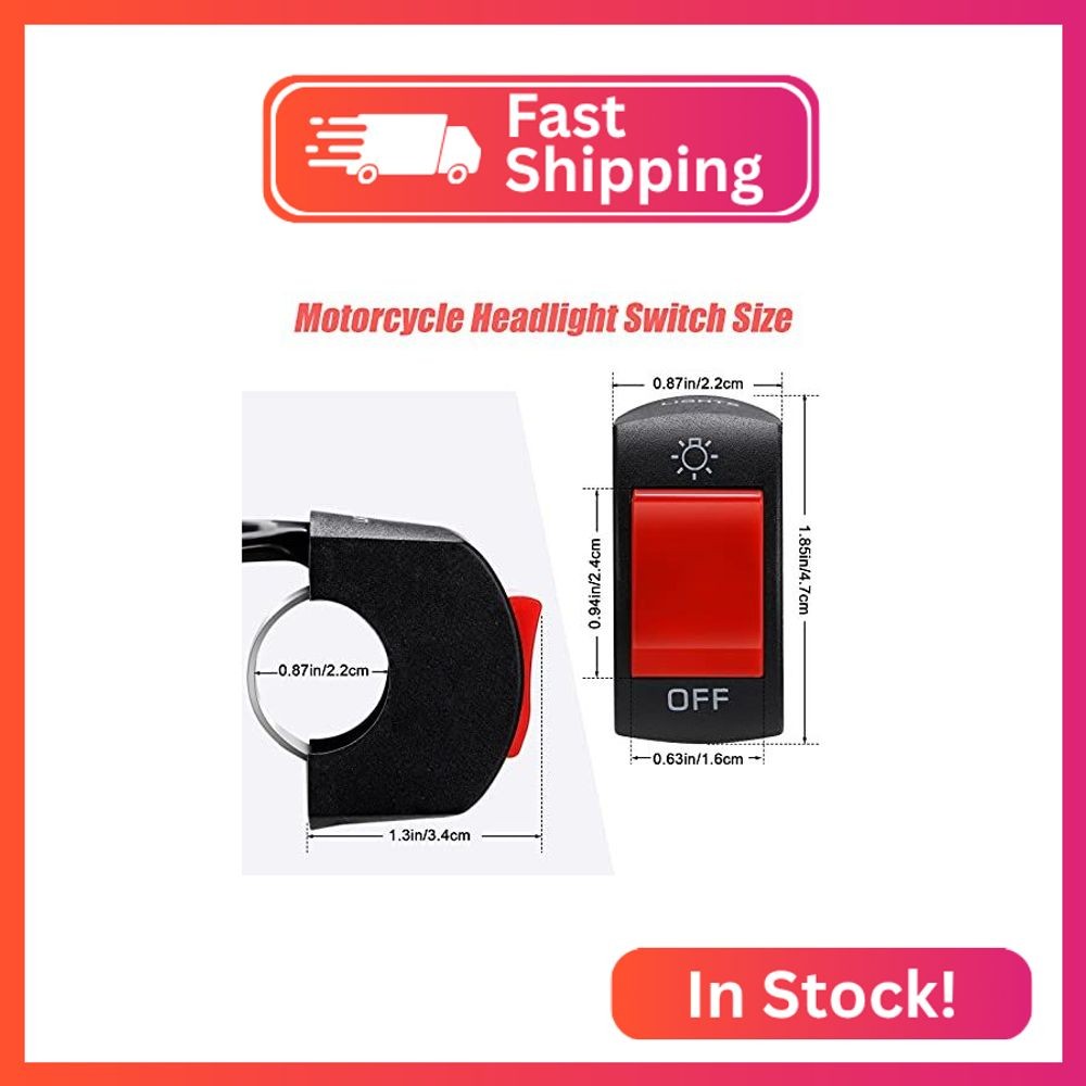Frienda 3 Pieces Motorcycle Headlight Switch Handlebar Toggle Switch 7/8 Inch 22