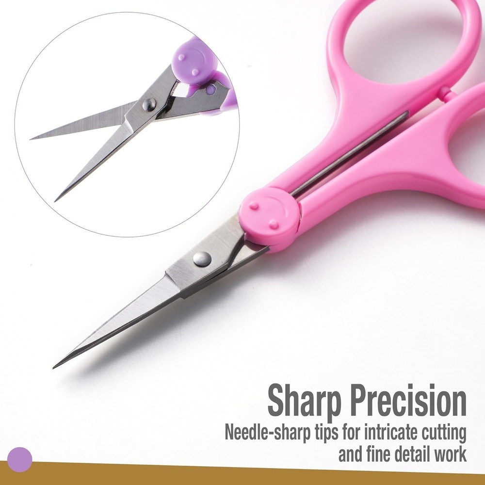 Compact 2-Pack Detail Scissors - Sharp Stainless Steel & Protective Covers