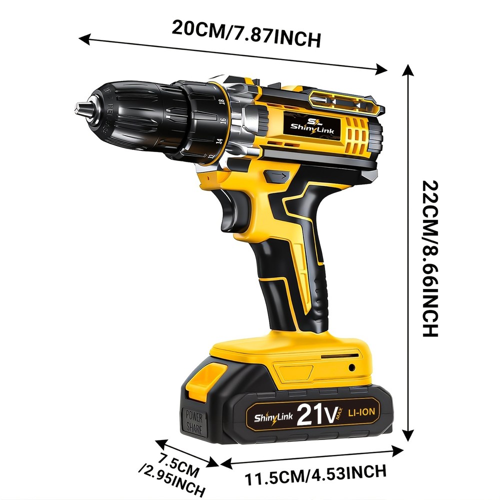 ST 21V Cordless Drill Multi-Purpose Home Tool Set, Basic Set with 1 Battery