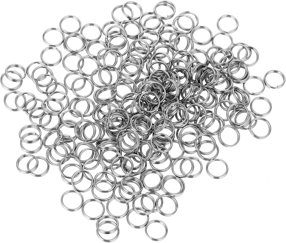 300Pcs 1/4" Small Split Ring for Keychains, Stainless Steel Double silver