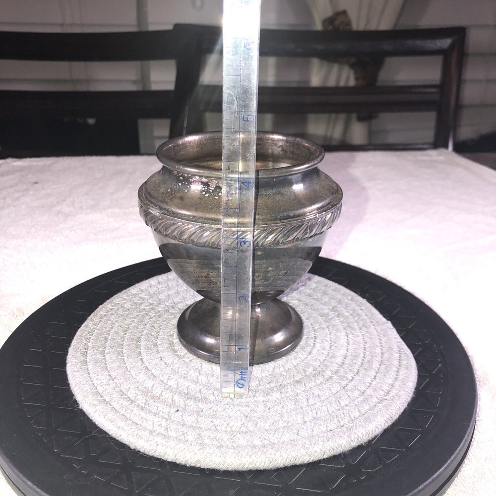 Vtg F.B. Rogers Silver Plated Urn Container 4x3" Tarnish VG - Gan