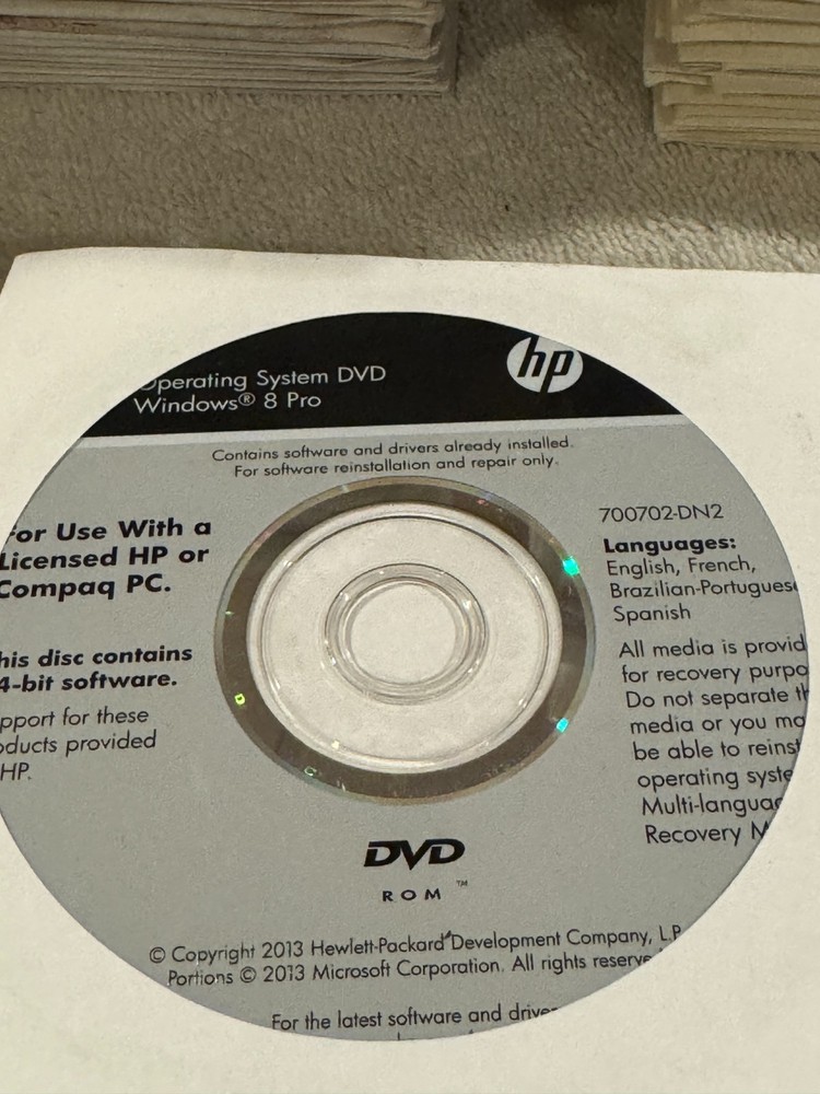 HP Operating System DVD Windows 8 Pro 64bit - SEALED!!!