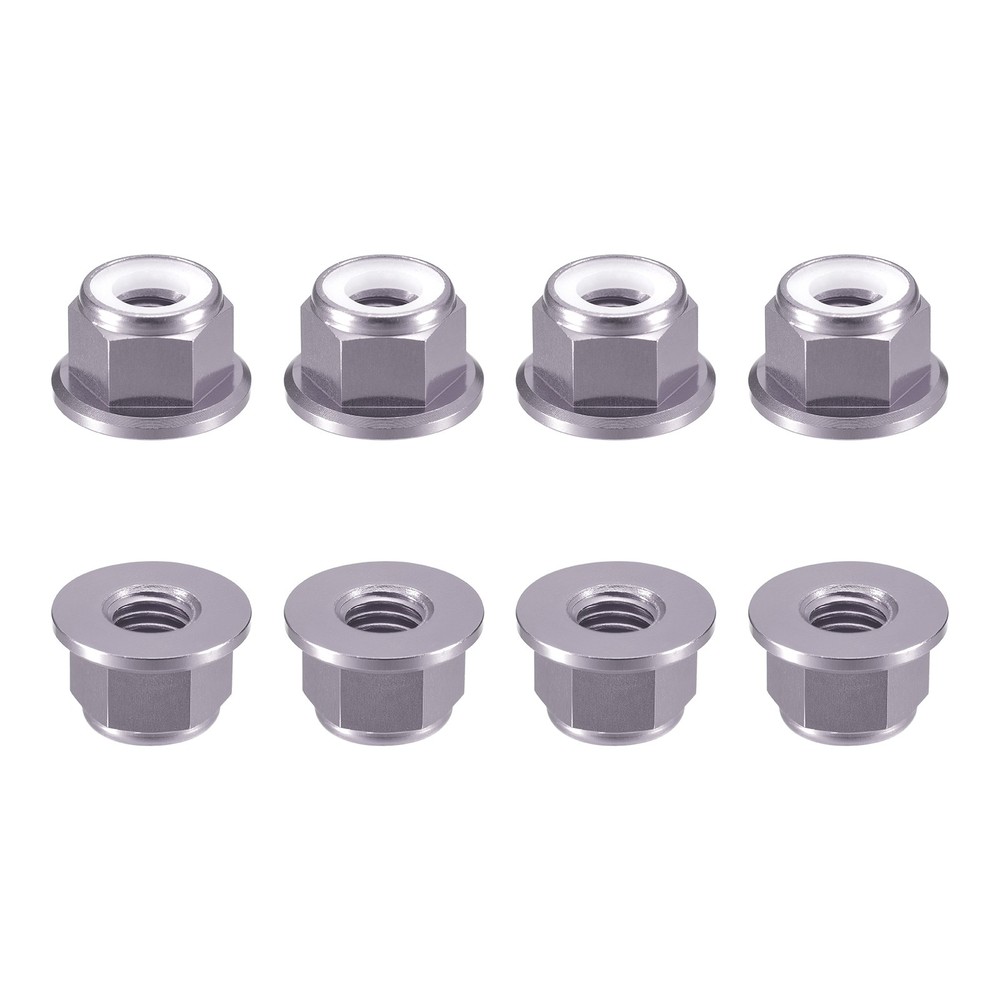 Nylon Insert Hex Lock Nuts, 8pcs - M8x1.25mm Self-Locking Nut(Titanium Gray)