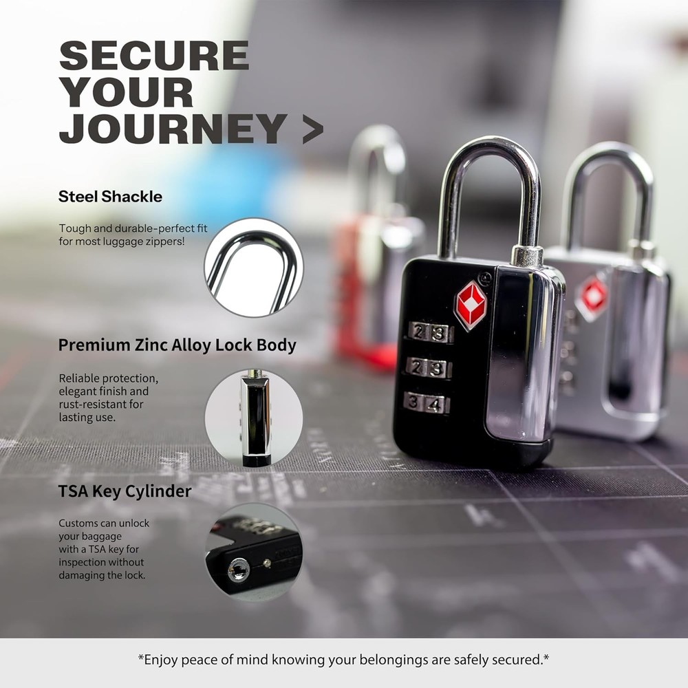 TSA Locks for Luggage, Small Combination Lock for Locker, 3 Digit Padlock Combin