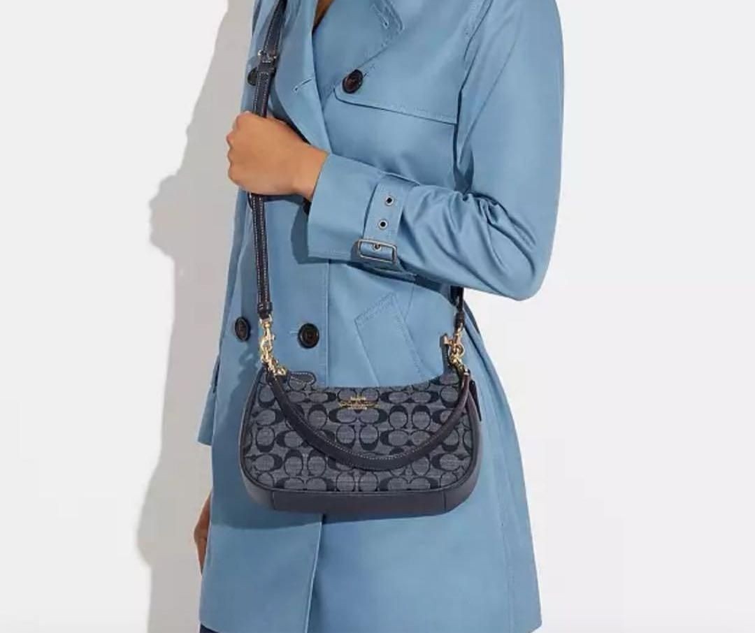 COACH CH139 Teri Shoulder Bag Signature Chambray Blue Outlet SMM