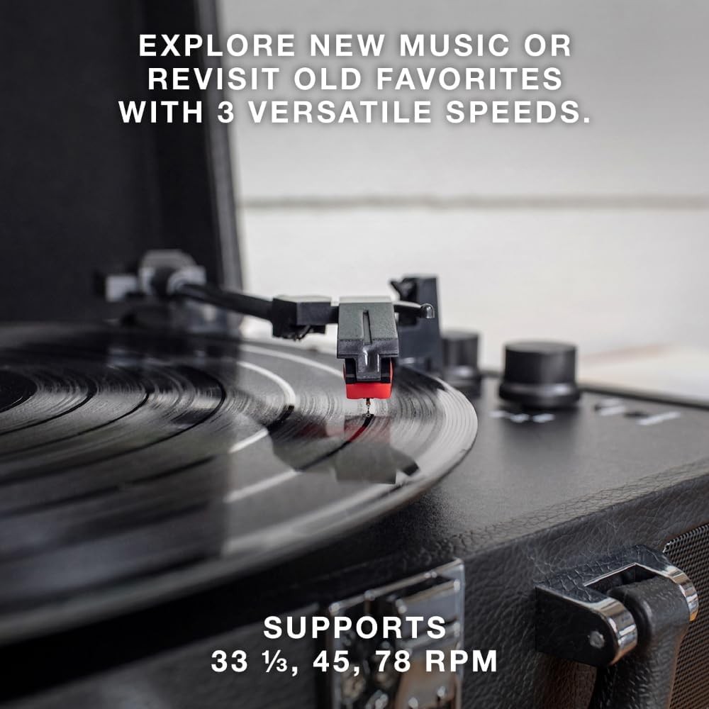 Victrola Journey Bluetooth Portable Suitcase Record Player – with Marsala
