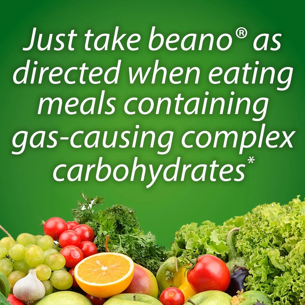 Beano Extra Strength Gas Relief Tablets Vegetarian Antigas Support - 6 Pack