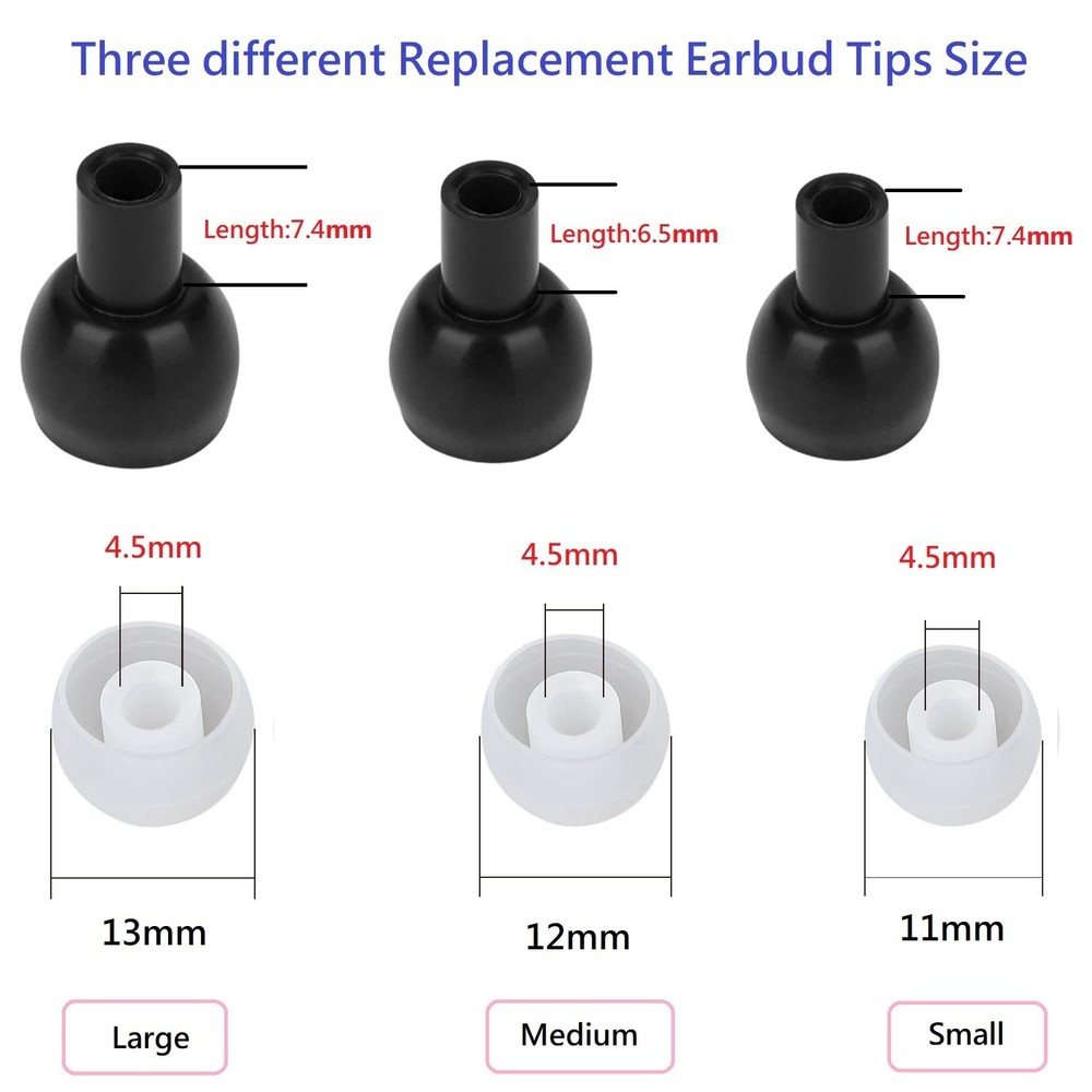 36 Pieces Large Earbud Tips Soft and Comfortable Ear Bud Replacement Pieces S...