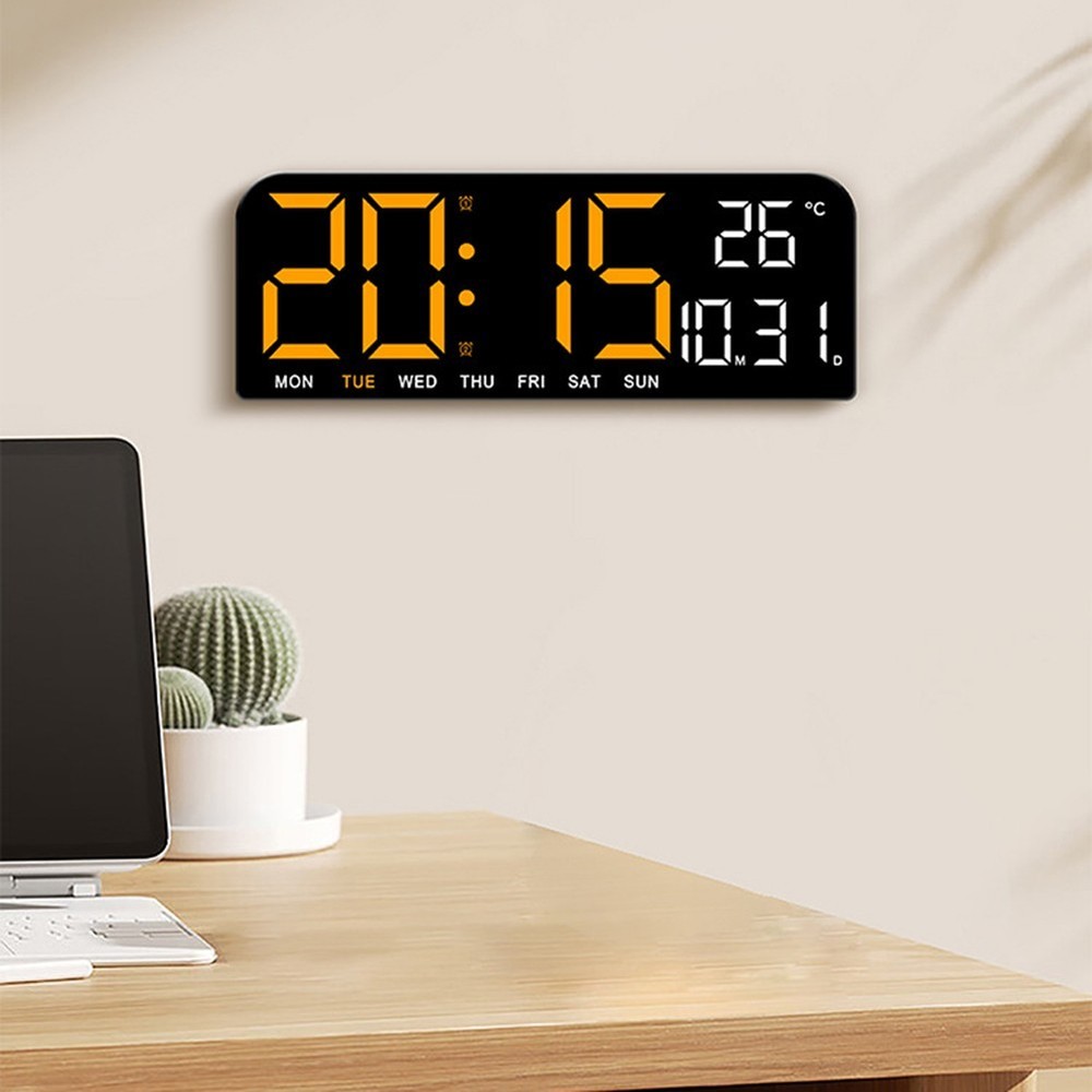 Modern LED Alarm Clock 24x9cm with Easy Read Display and Timer Options