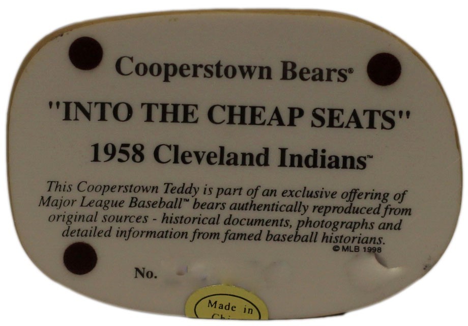 Cleveland Indians Cooperstown Ceramic Bear Numbered in Box