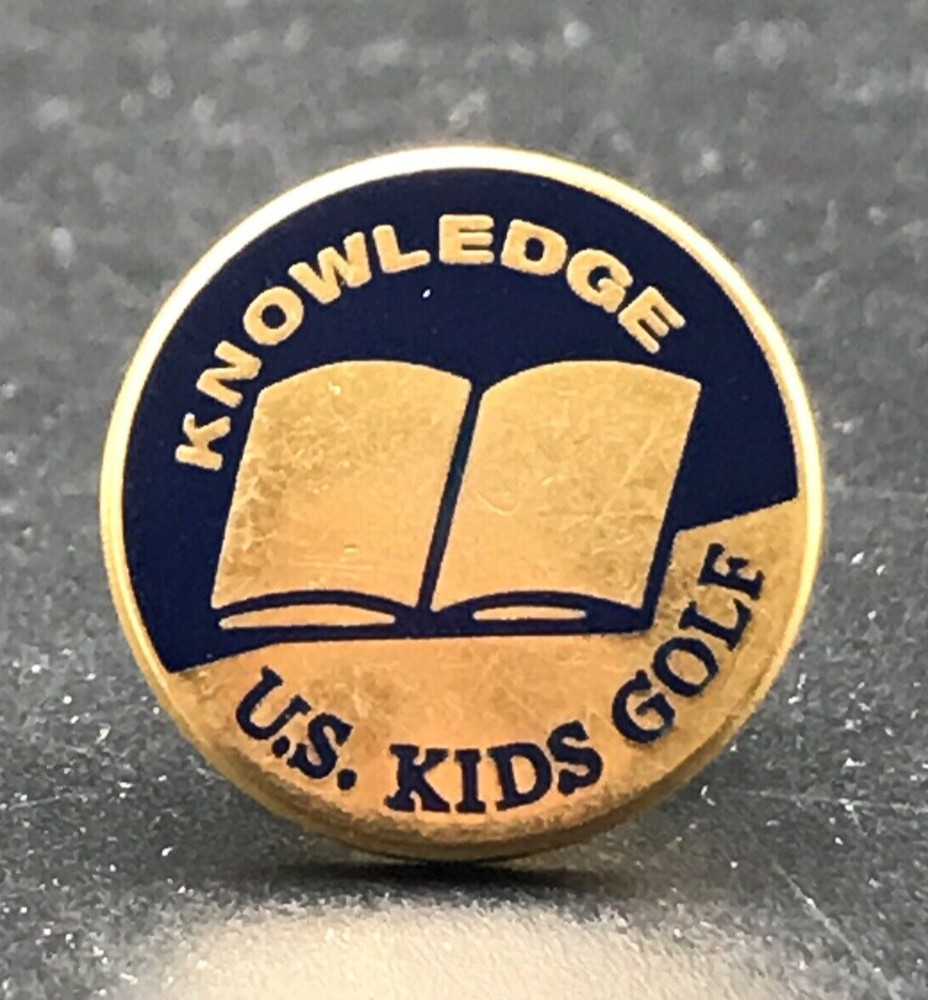 US Kids Golf Knowledge Book Gold Tone Pin 5/8" Diameter