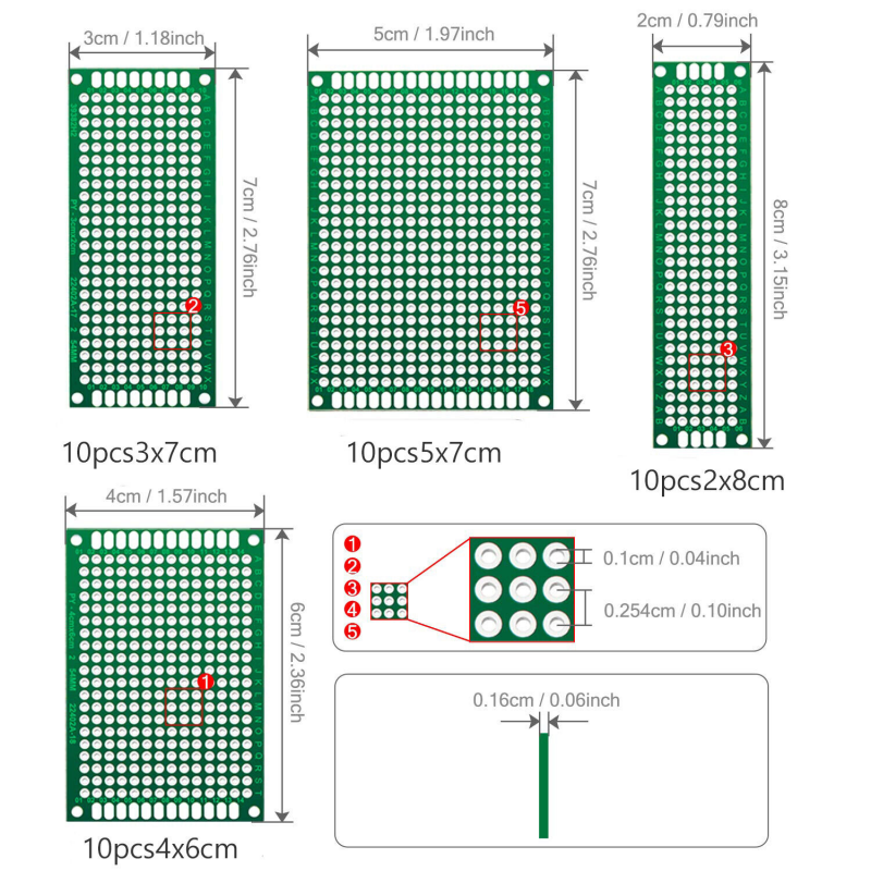 Double Side Pcb 2*8Cm 3*7Cm 4*6Cm 5*7Cm Diy Universal Printed Circuit Pcb Board