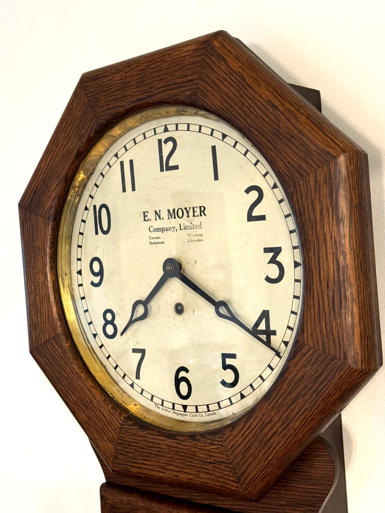ARTHUR PEQUEGNAT CO. CANADA PRESTON MODEL OAK WALL CLOCK WORKING CONDITION