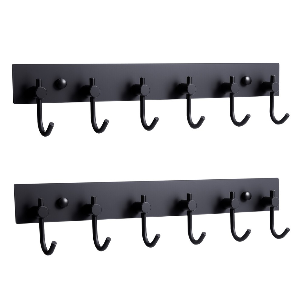 2-Pack Elephant Trunk Wall Hooks, 6-Hook Stainless Steel Coat Rack Wall Mounted