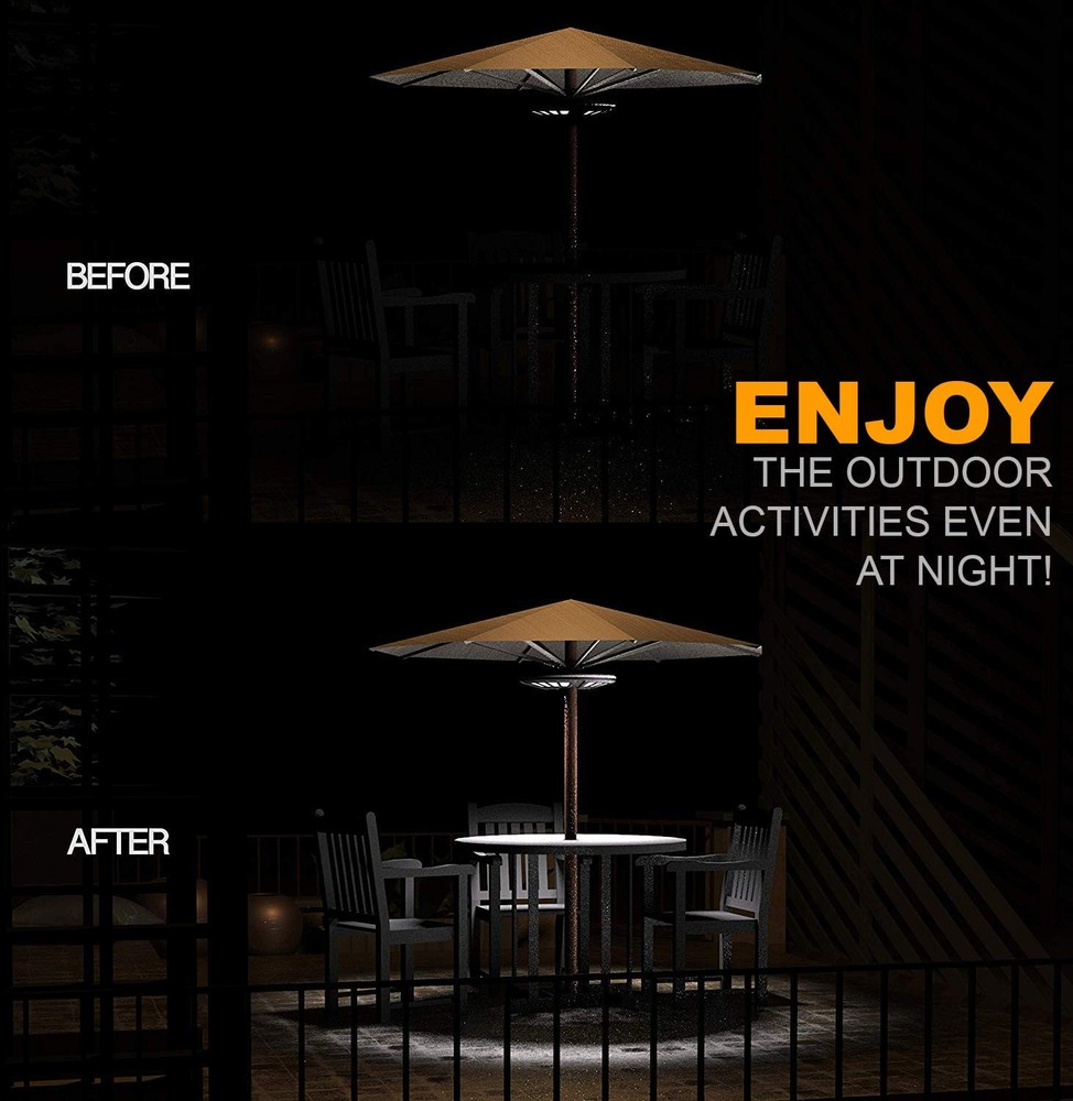 Umbrella Light Magictec 44 LED Patio Umbrella Cordless Lights 3 Modes