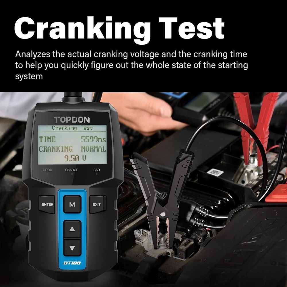 Topdon BT100: Reliable 12V Battery Tester with Comprehensive Analyzing Features