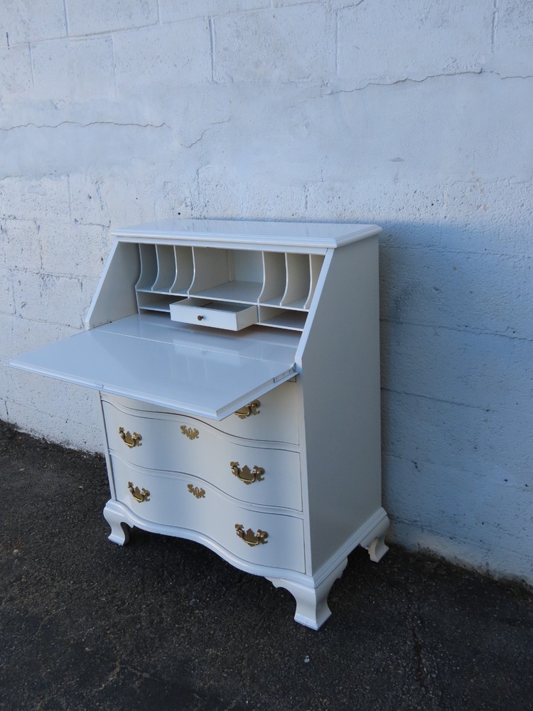 Painted White Serpentine Secretary Desk 6331