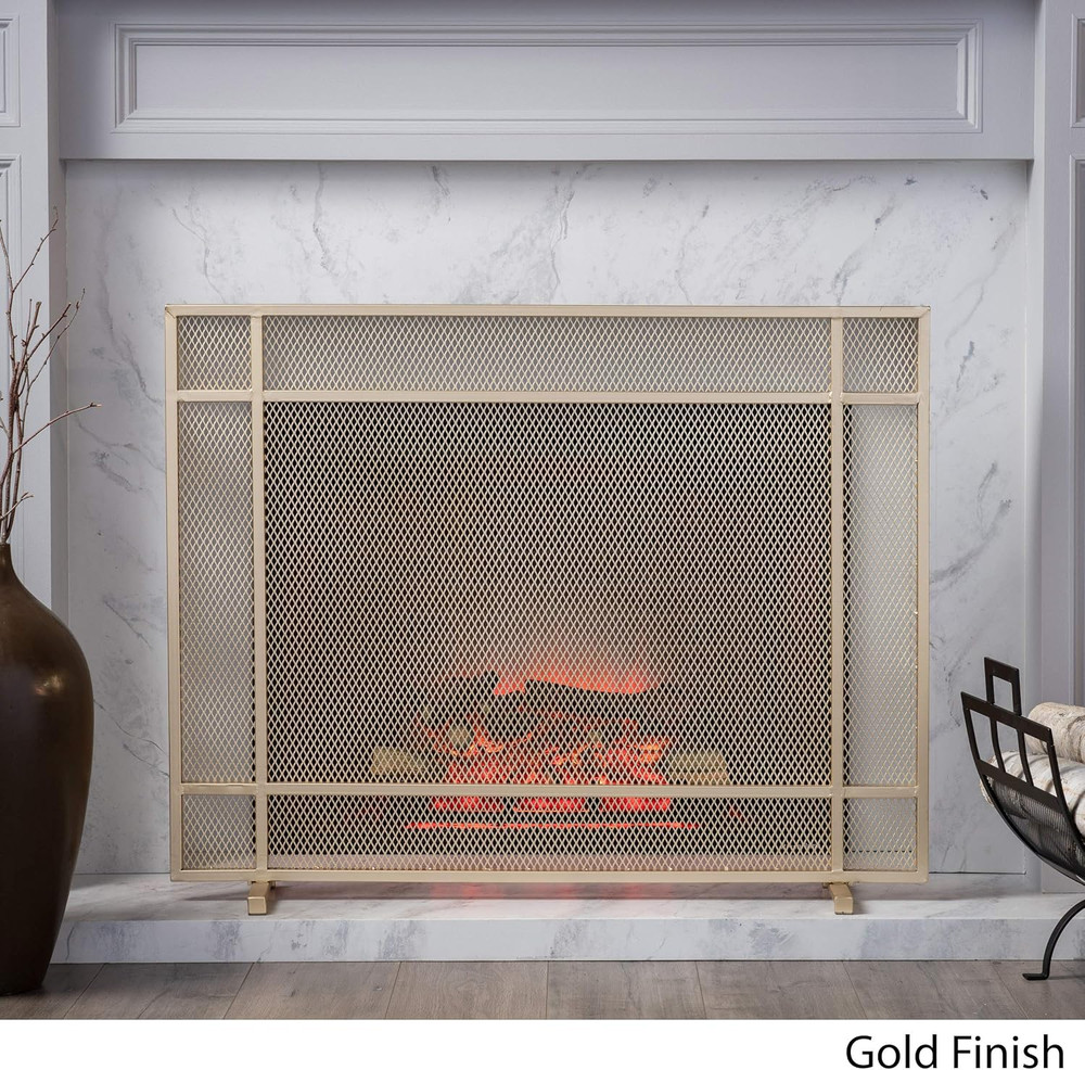 Modern Gold Iron Firescreen - Elegant Single Panel Design by Markus
