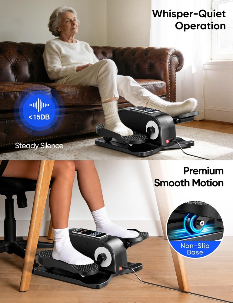 Under Desk Elliptical Machine, Seated Leg Exerciser for Seniors, Adjustable S...