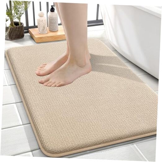 Thick Memory Foam Bath Mat Rug 24x16, Extra Soft Absorbent 24" x 16" Beige