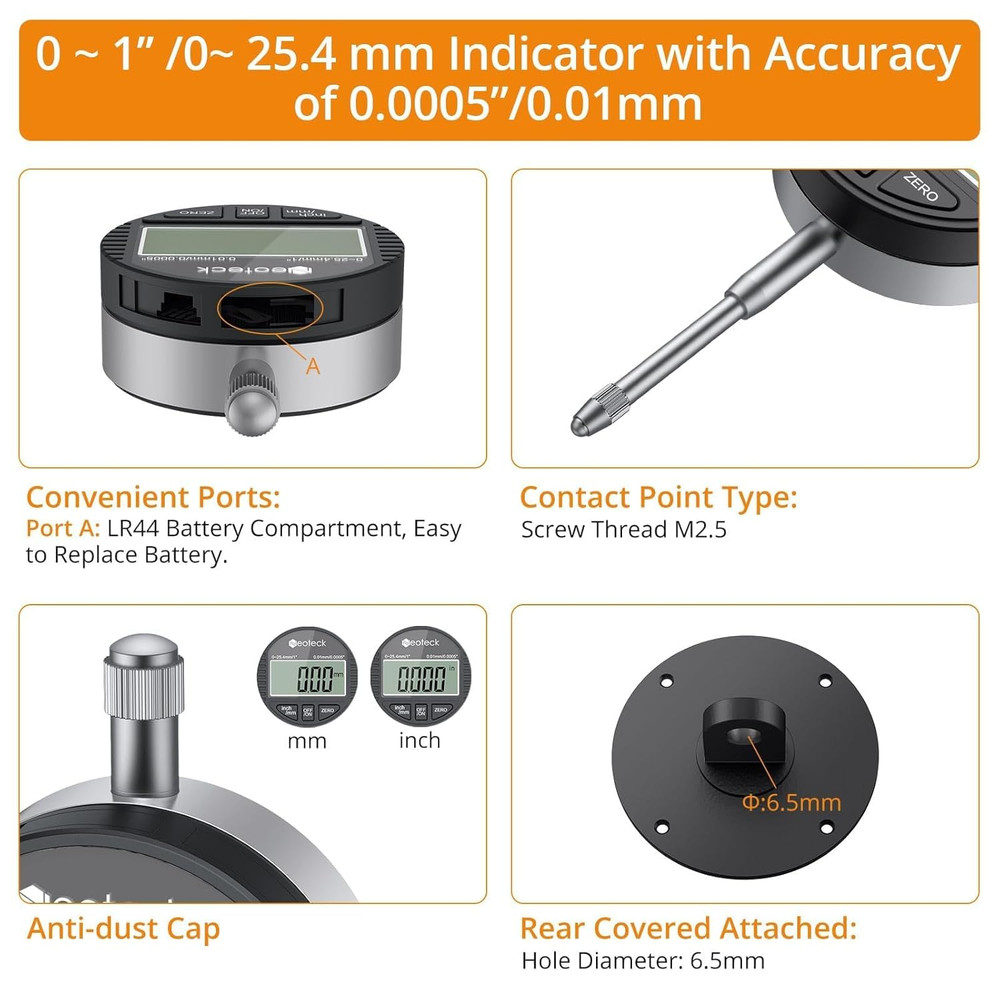 Neoteck 0-1'' Digital Dial Indicator Table Saw Gauge Suitable for Table Saws wit