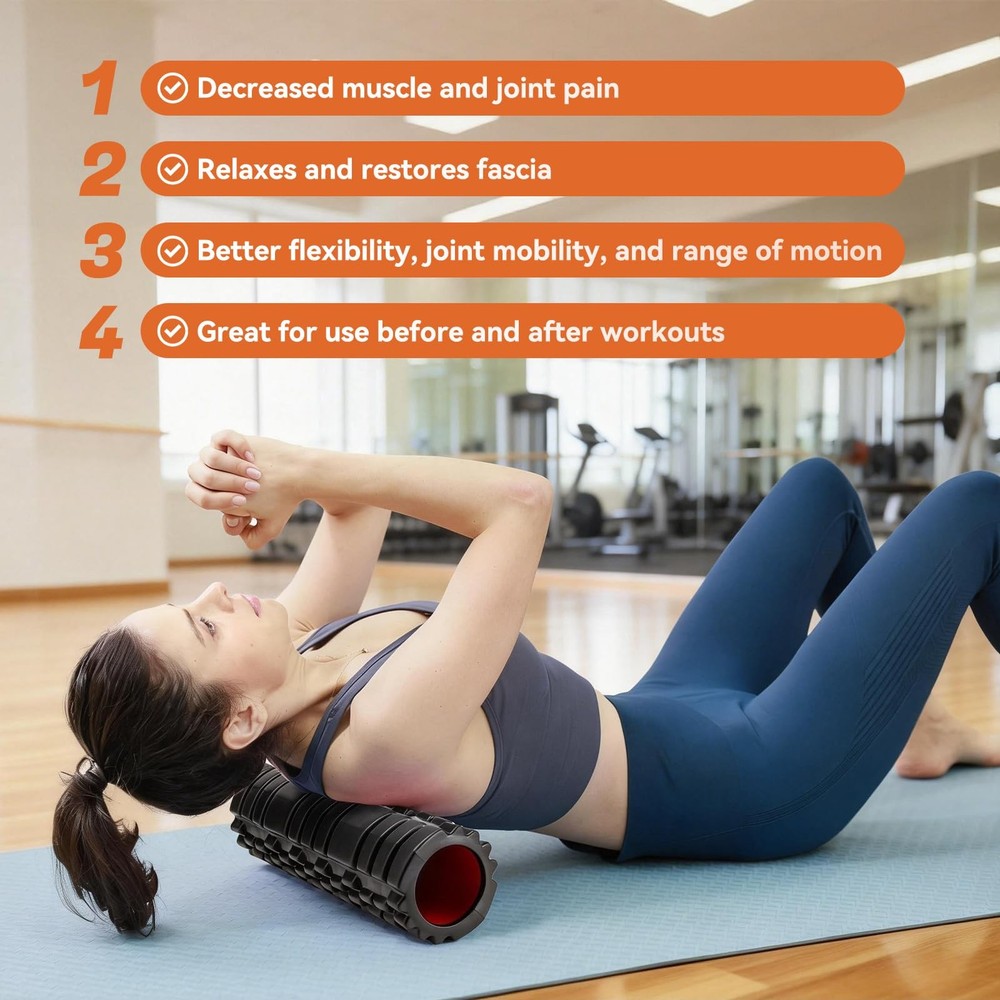 Foam Roller for Deep Tissue Massager, 18" Trigger Point Foam Roller, Patented...