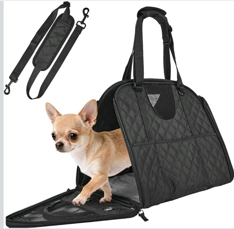 Fully Opening Cat Soft-Sided Carriers, Self-Locking Zipper Cat Transport Carrier