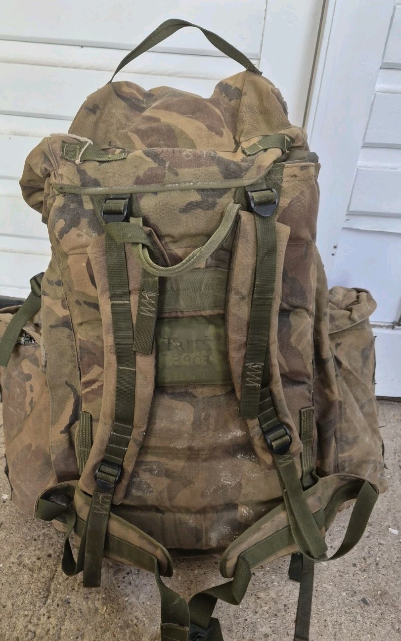 GENUINE BRITISH ARMY BERGEN RUCKSACK DPM LONG BACK 120L SIDE POUCHES + YOKE