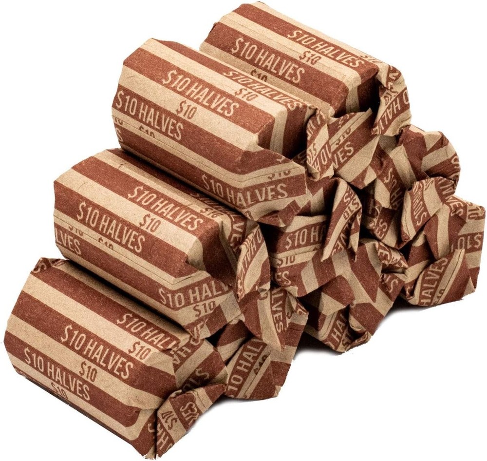 Half Dollar Coin Wrappers, 100 Flat Striped Wrappers Brown