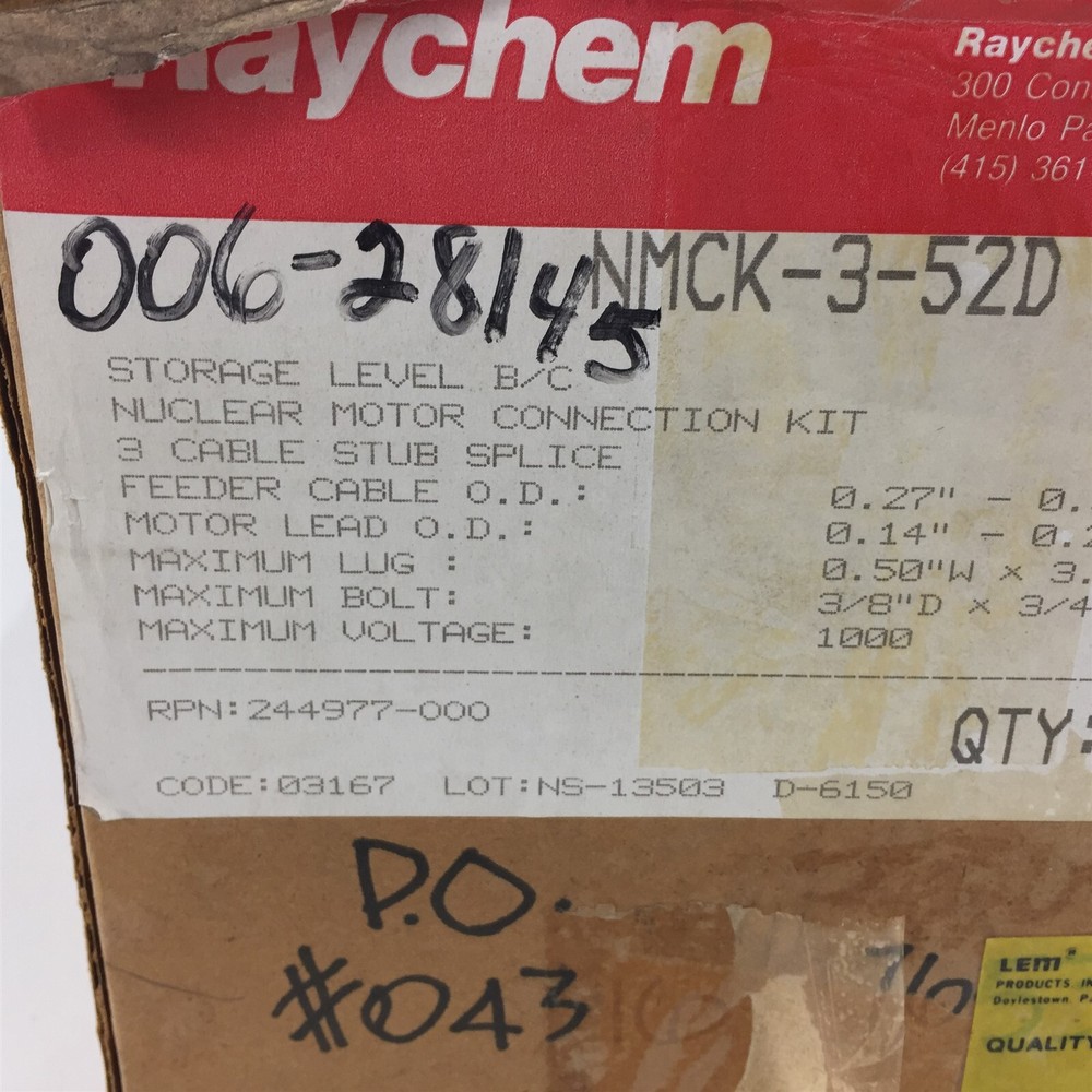 Raychem NMCK-3-52B Motor Connection Kit