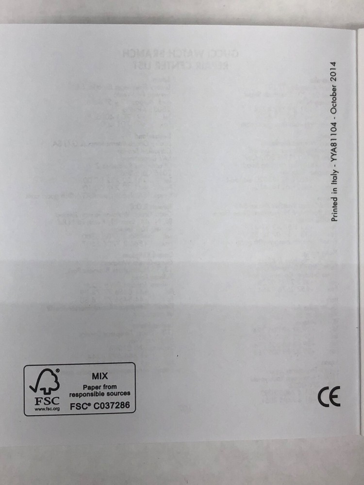 GUCCI Watch SYNC Original international booklet