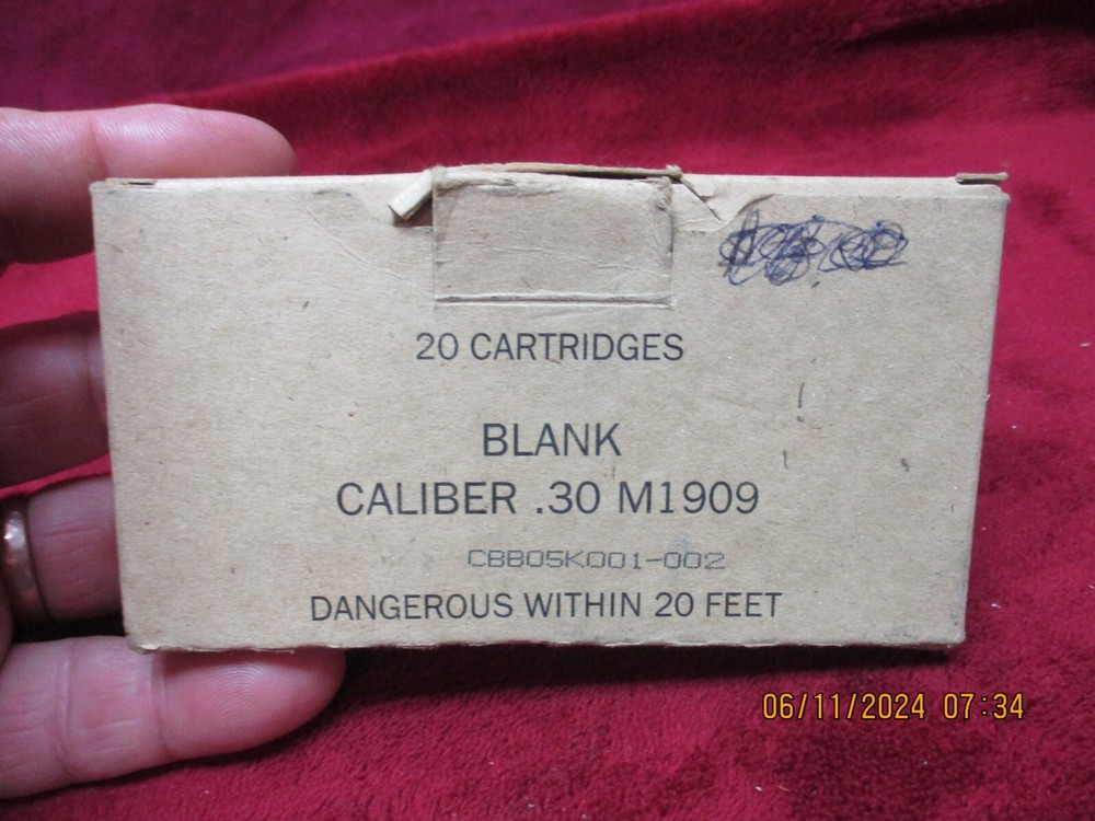 Vintage USGI Caliber .30 M1909 Blank Ammo Box, (EMPTY)