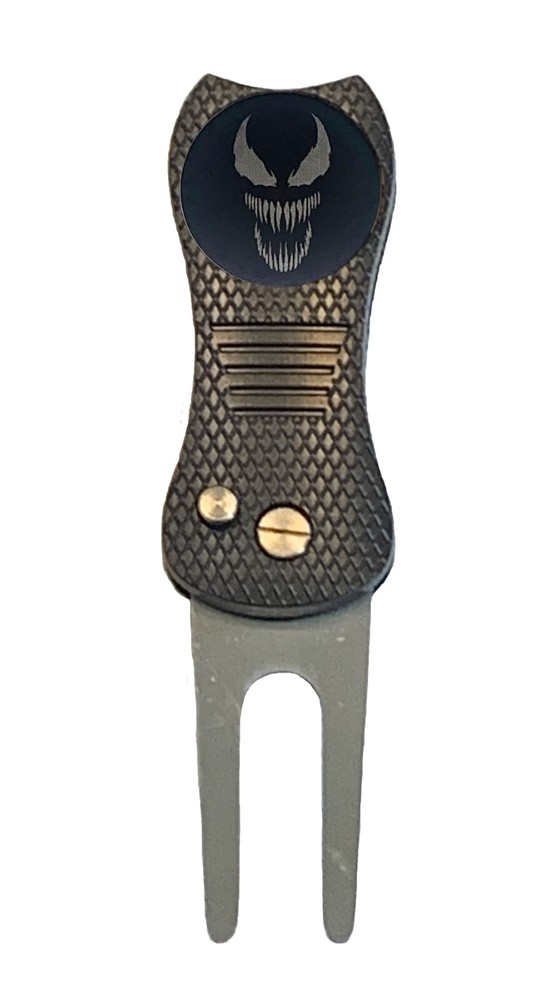 Venom Marvel Golf Ball Marker + Switchblade Divot Tool Novelty Gift Laser