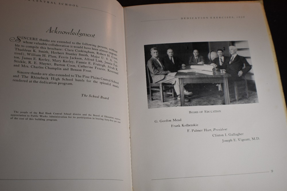 1939 Red Hook School District Dedication Exercises Booklet