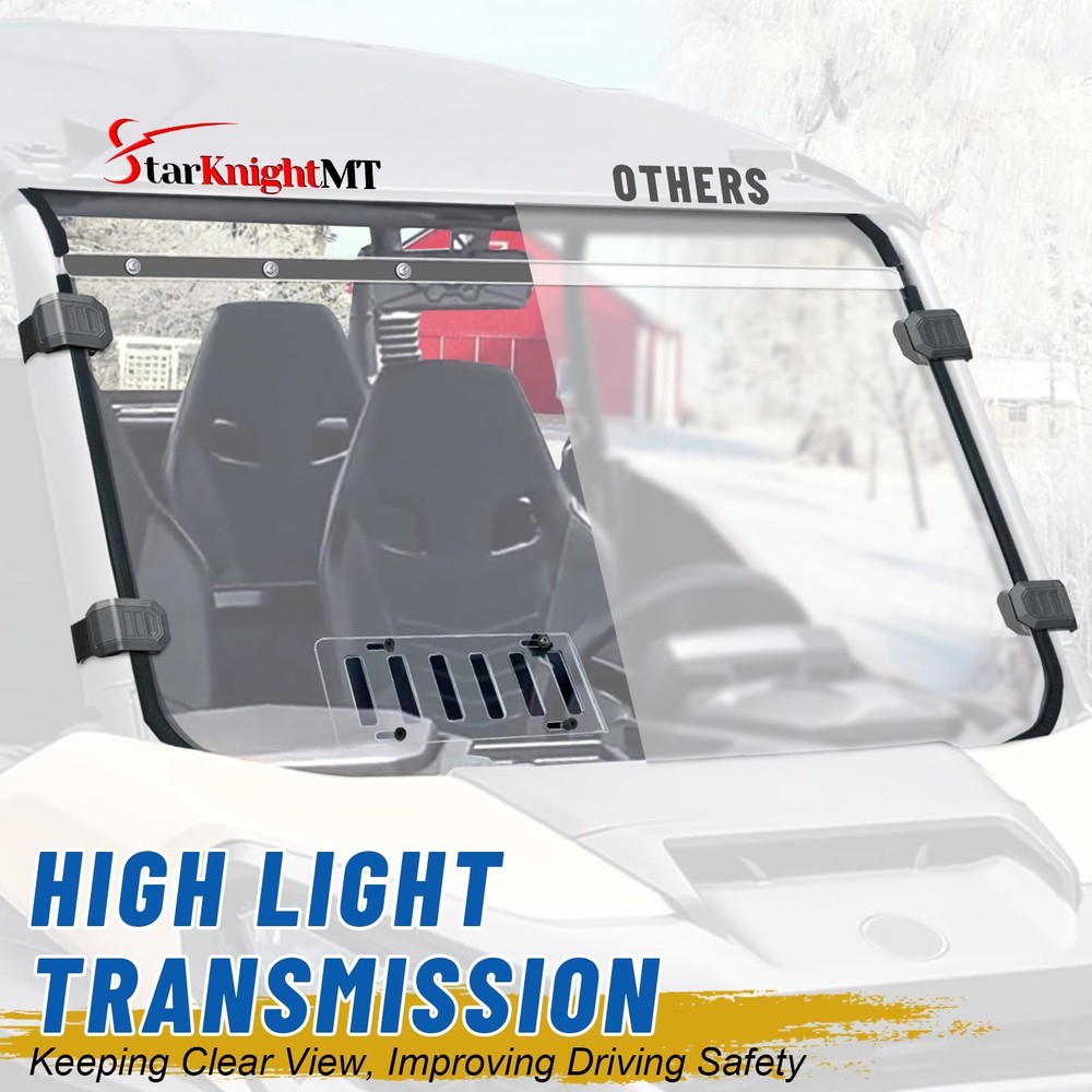 2021+ Vented Commander Windshield, Commander Sliding Full Window Front clear