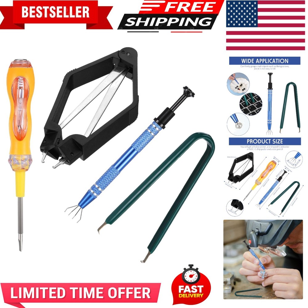 4 Pieces IC Chip Remover Tool IC PLCC Chip Extraction Tool Extractor Puller 4...